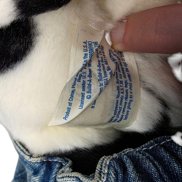 Retired Build-A-Bear Holstein Cow Plush in Denim Overalls – 16” - Picture 6 of 7